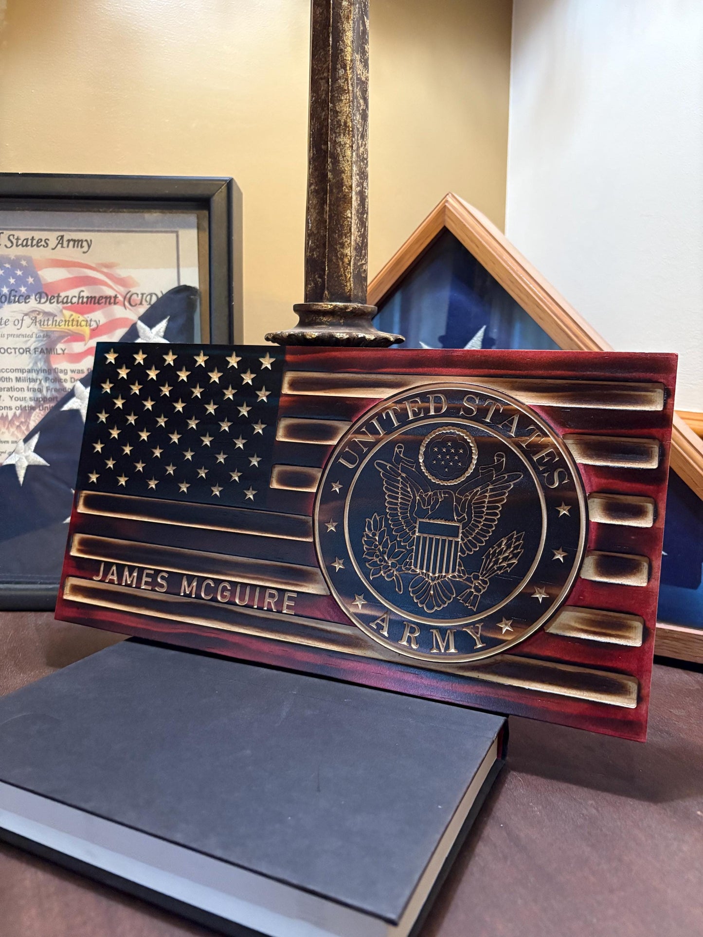 Bulk Custom Wooden Military Flags, Personalized Engraved Name, U.S. Armed Forces, Wall Plaque, Army, Navy, Marine, Air Force, Gifts