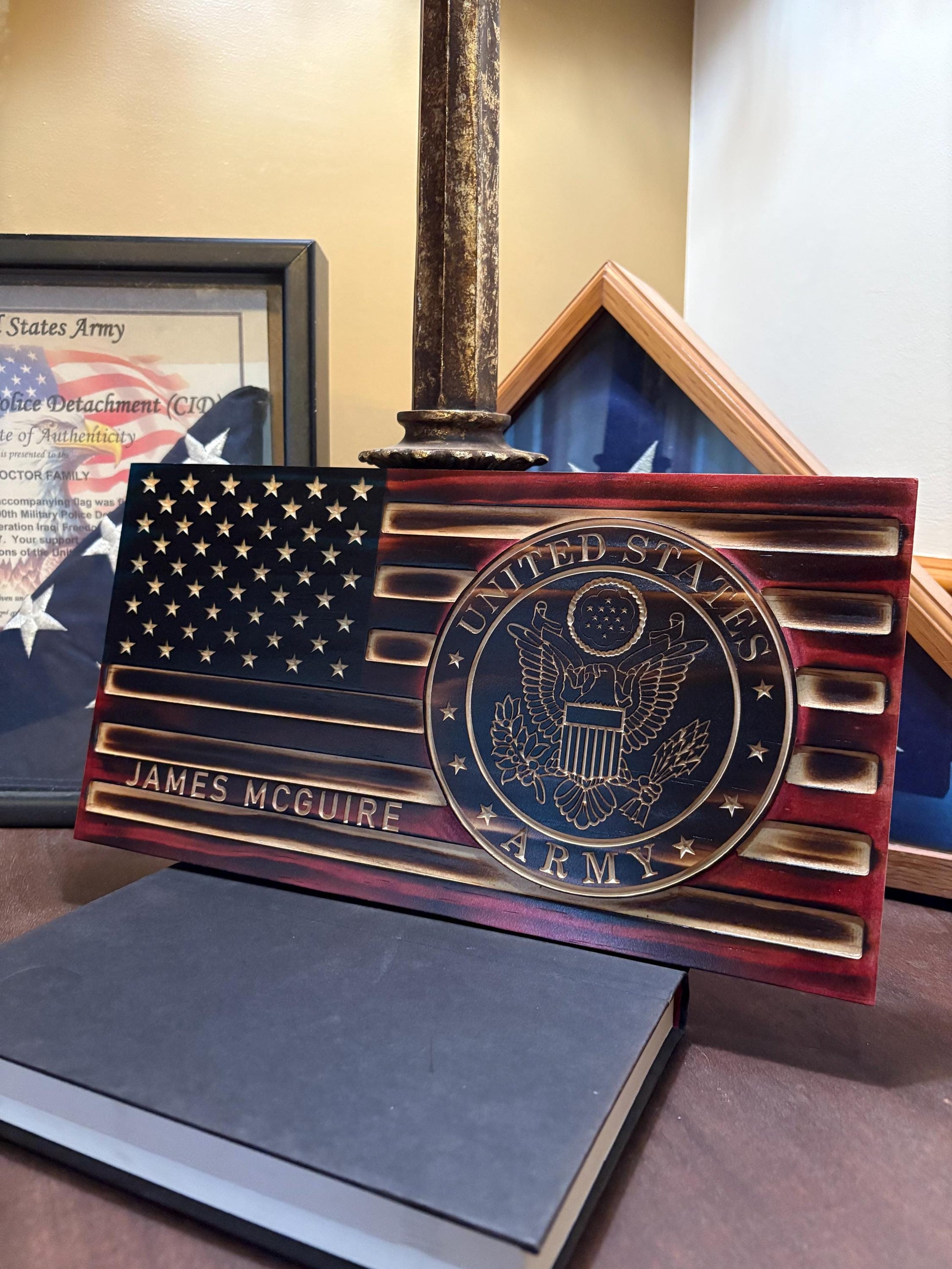 Bulk Custom Wooden Military Flags, Personalized Engraved Name, U.S. Armed Forces, Wall Plaque, Army, Navy, Marine, Air Force, Gifts