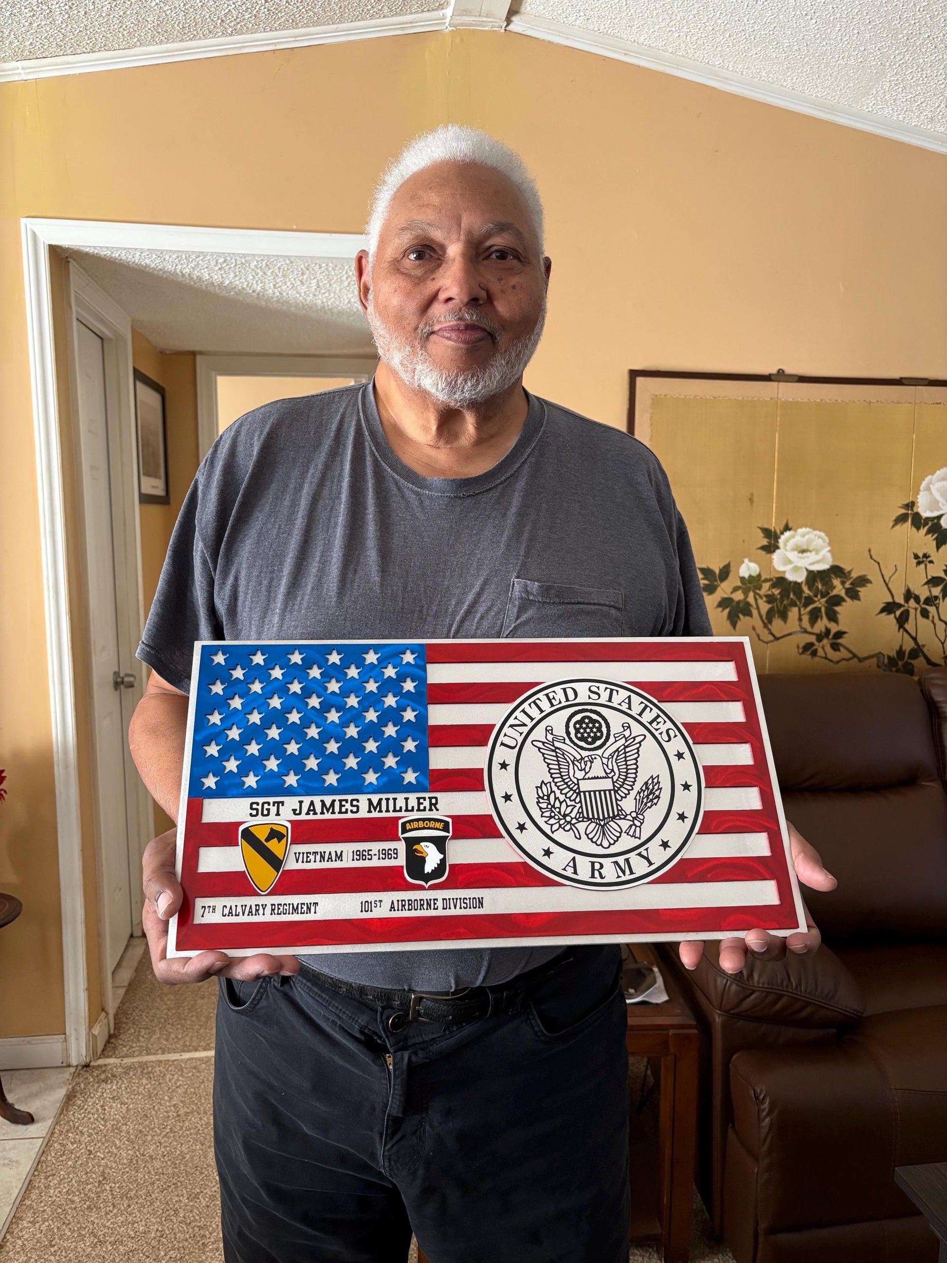 Personalized US Marine Corp Aluminum Flag – Handmade Military Wall Art