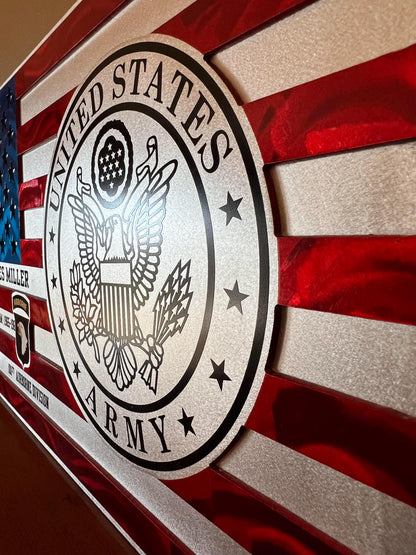 Personalized US Air Force Aluminum Flag – Handmade Military Wall Art