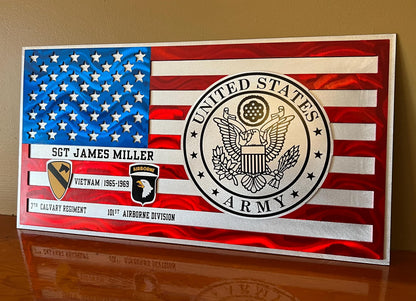 Personalized US Air Force Aluminum Flag – Handmade Military Wall Art