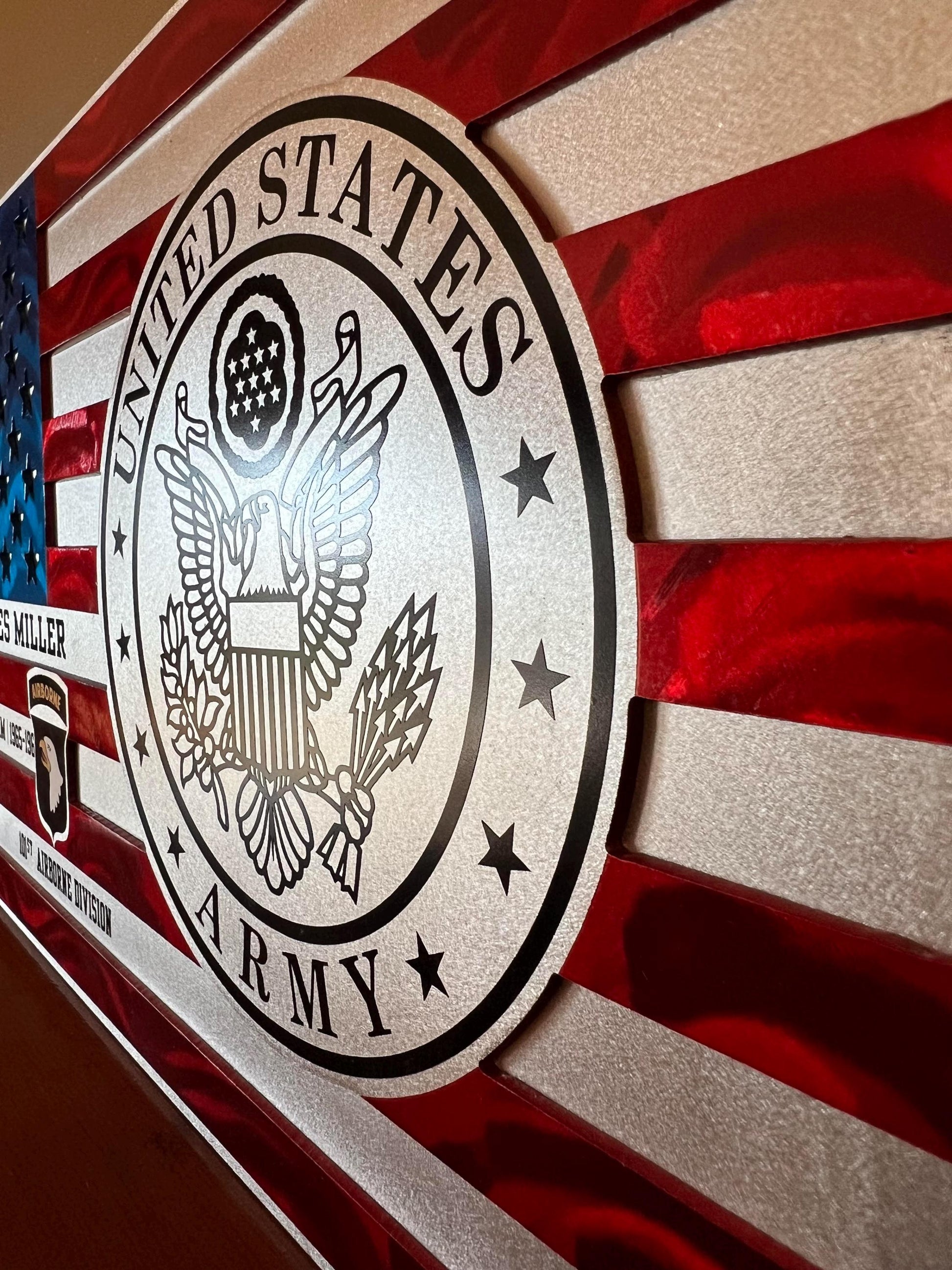 Personalized US Marine Corp Aluminum Flag – Handmade Military Wall Art
