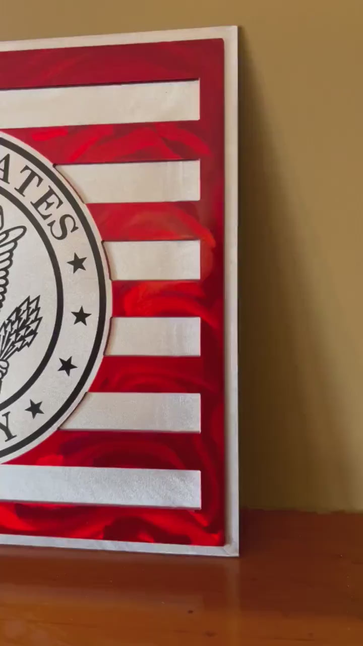 Personalized US Army Aluminum Flag Wall Art – Custom Military Veteran Metal Sign, Patriotic Decor